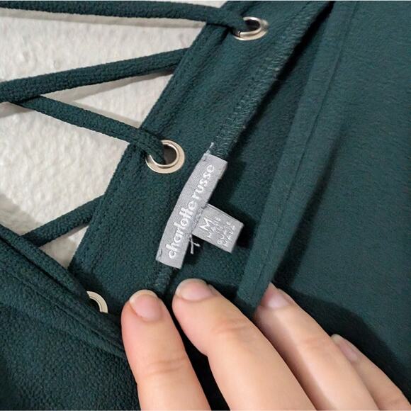 Charlotte Russe Long sleeve Blouse lace up top - Picture 2 of 3